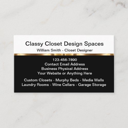 Classy Closet Design Business Cards