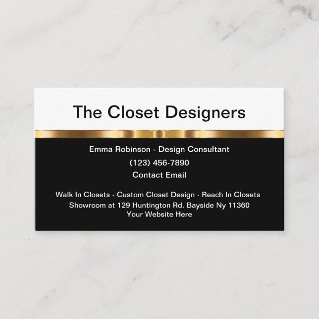 Classy Closet Designer Business Cards (Front)