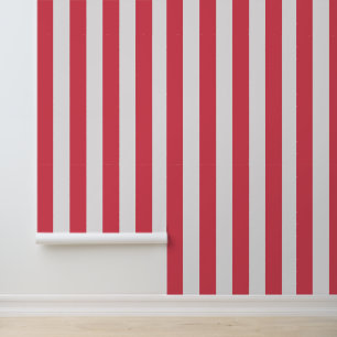 Classy Coastal Chic Coral White Stripes Wallpaper