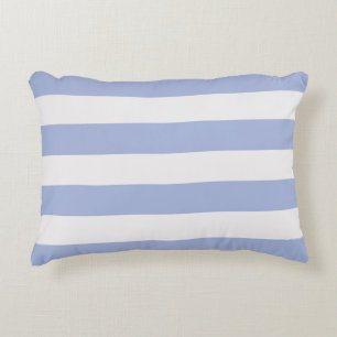 Classy Coastal Chic Light Blue White Stripes Accent Pillow