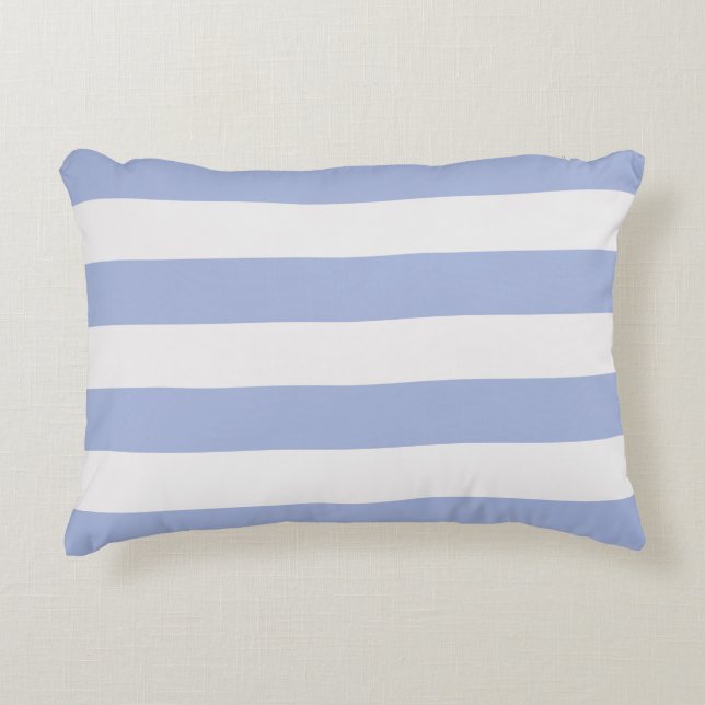 Classy Coastal Chic Light Blue White Stripes Accent Pillow (Front)