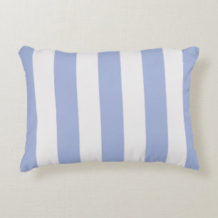 Classy Coastal Chic Light Blue White Stripes Accent Pillow