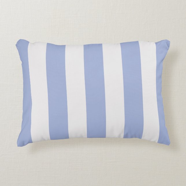 Classy Coastal Chic Light Blue White Stripes Accent Pillow (Front)