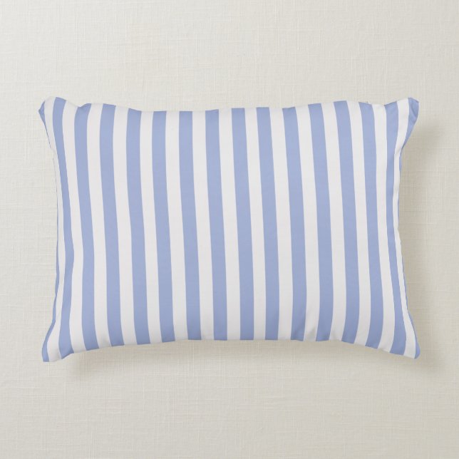 Classy Coastal Chic Light Blue White Stripes Accent Pillow (Front)