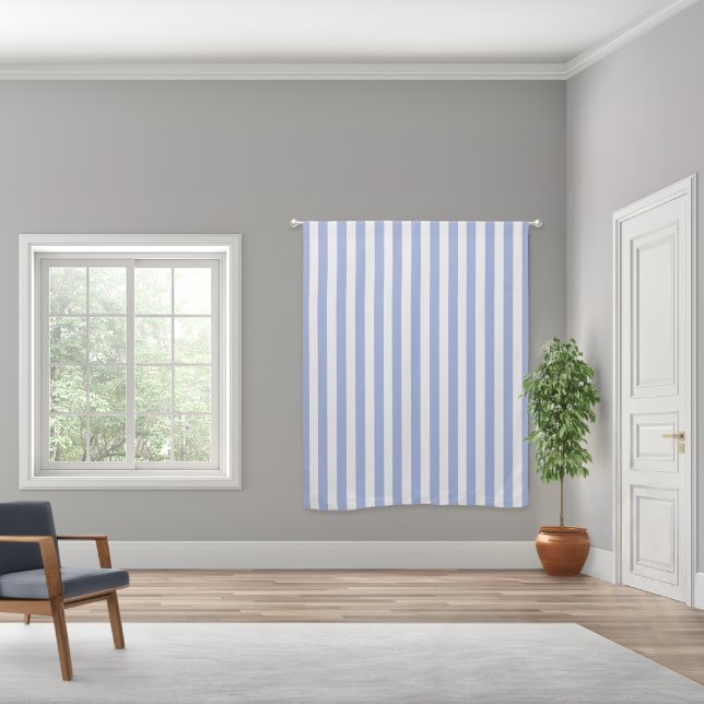 Classy Coastal Chic Light Blue White Stripes Blackout Curtains (Wide)