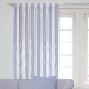 Classy Coastal Chic Light Blue White Stripes Blackout Curtains