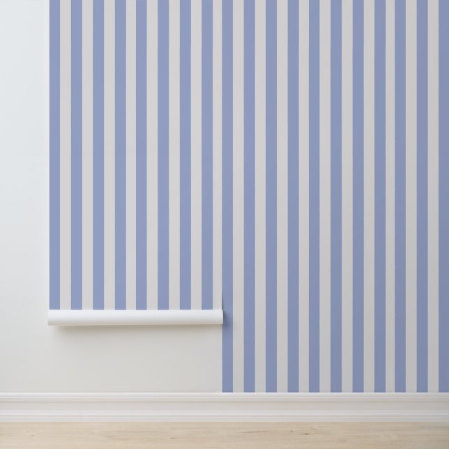 Classy Coastal Chic Light Blue White Stripes Wallpaper (Application)