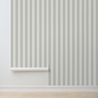 Classy Coastal Chic Light Gray White Stripes Wallpaper