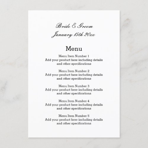 Classy coastal theme wedding menu template