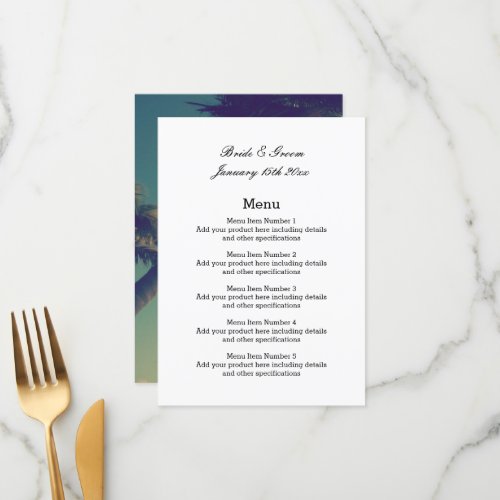 Classy coastal theme wedding menu template
