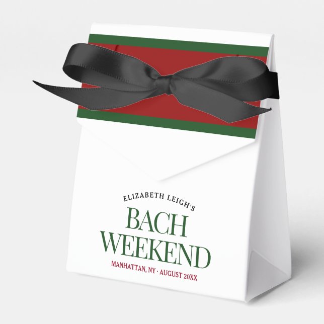 Classy Cocktails Green & Red Bach Weekend Favor Boxes (Front Side)
