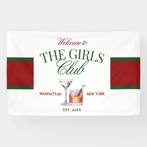 Classy Cocktails Green  Red Girls Club Banner