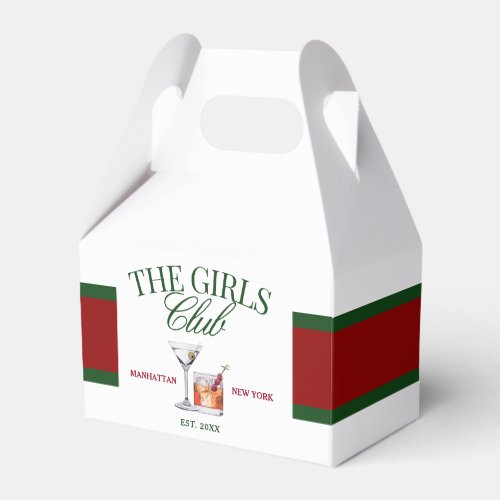 Classy Cocktails Green  Red Girls Club Favor Boxes