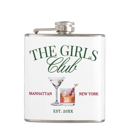 Classy Cocktails Green  Red Girls Club Flask