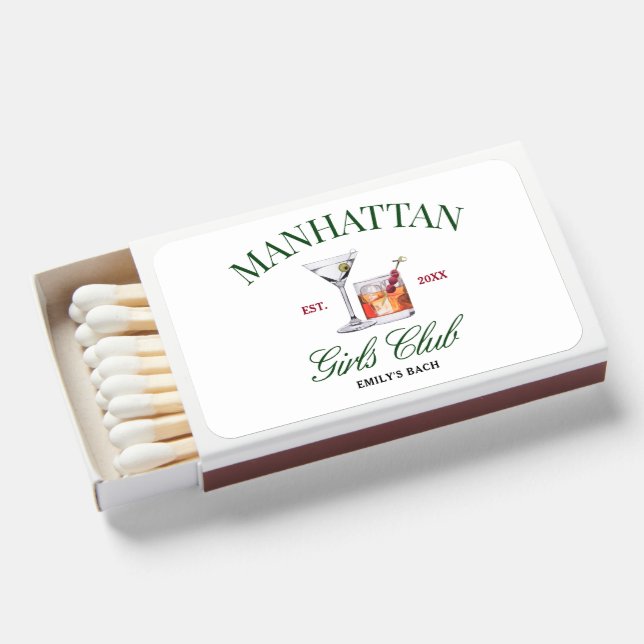 Classy Cocktails Green & Red Girl's Club Matchboxes (Front Open)