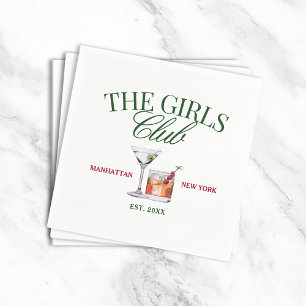 Classy Cocktails Green & Red Girl's Club Napkins