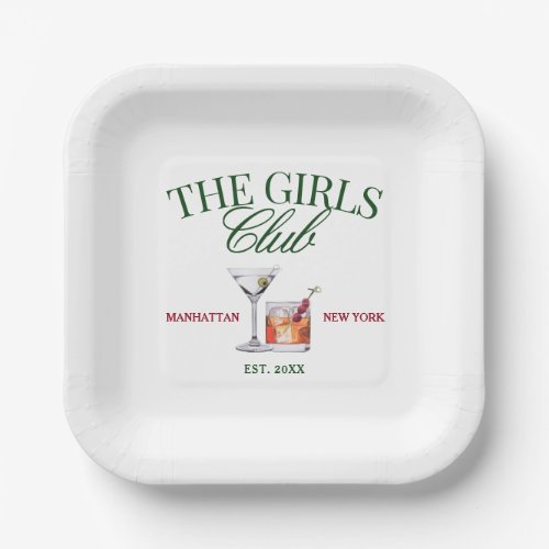 Classy Cocktails Green  Red Girls Club Paper Plates