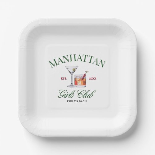 Classy Cocktails Green  Red Girls Club Paper Plates