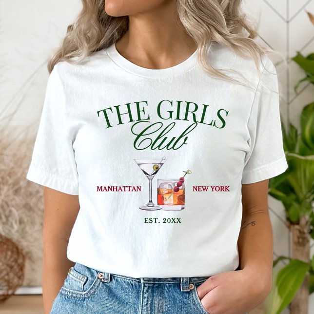 Classy Cocktails Red & Green Girl's Club T-Shirt (Creator Uploaded)