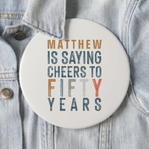 Classy colorful cheers to fifty years birthday button