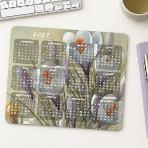 Classy Colorful Elegant Floral 2027 Calendar Mouse Pad