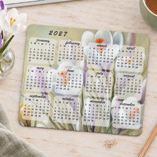Classy Colorful Elegant Floral 2027 Calendar Mouse Pad