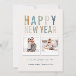 Classy colorful multi photo new years card