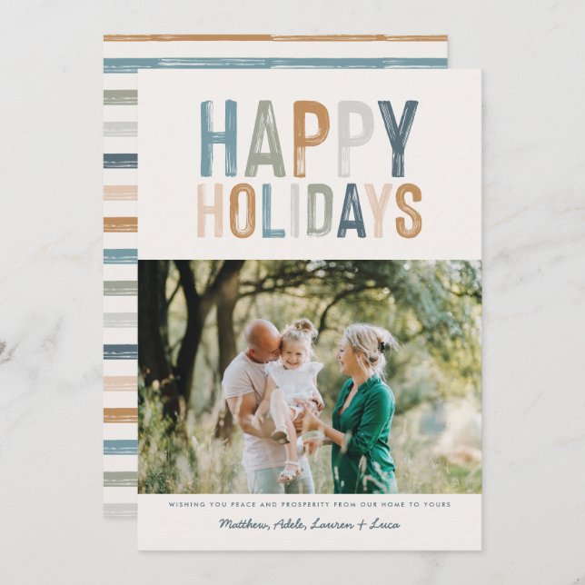 Classy colorful photo modern happy holidays (Front/Back)