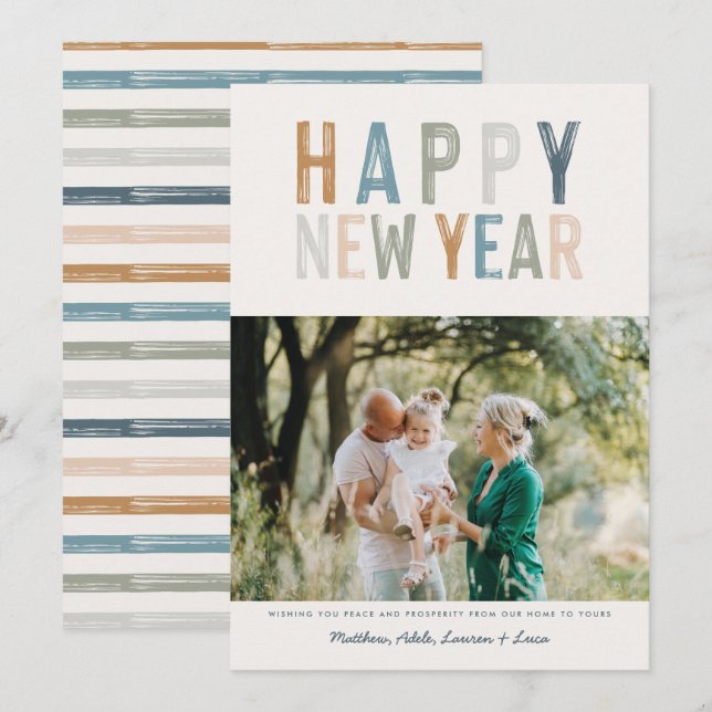 Classy colorful photo new years card (Front/Back)