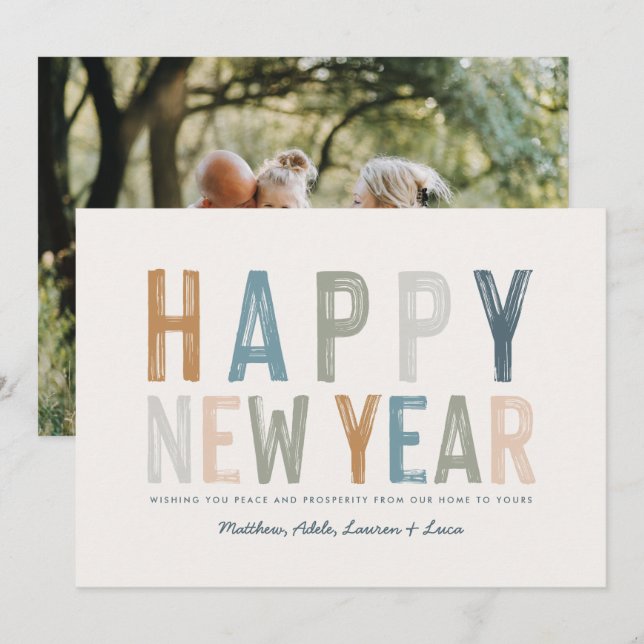 Classy colorful photo new years card (Front/Back)