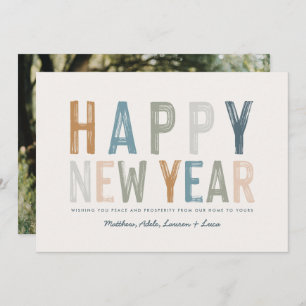 Classy colorful photo new years card