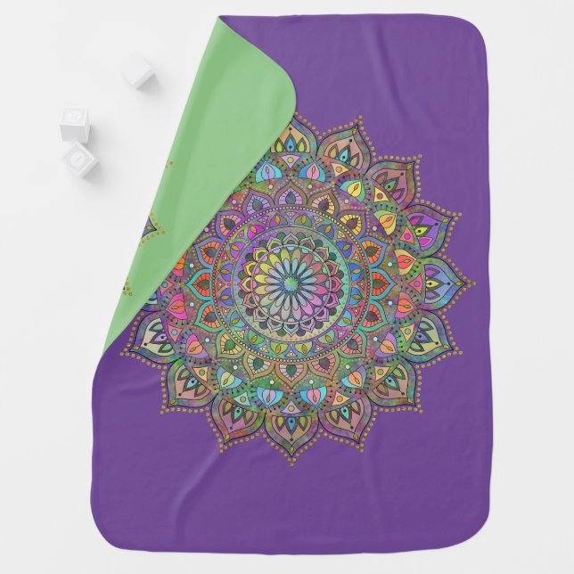 Classy Colorfully Mandala India Style 1 Baby Blanket (In Situ)