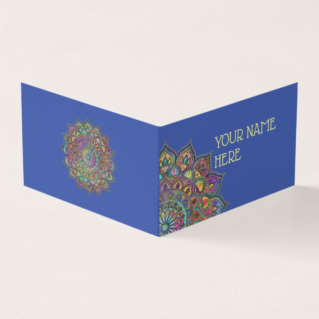 Classy Colorfully Mandala India Style 1 Business Card (Outside)