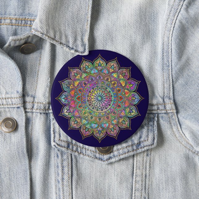 Classy Colorfully Mandala India Style 1 Button (In Situ)