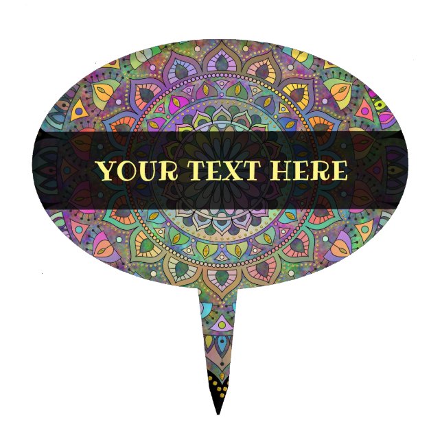 Classy Colorfully Mandala India Style 1 Cake Topper (Front)