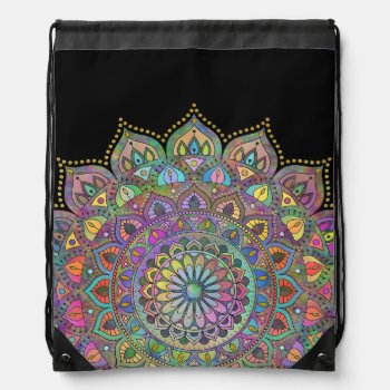 Classy Colorfully Mandala India Style 1 Drawstring Bag by EDDArtSHOP at Zazzle