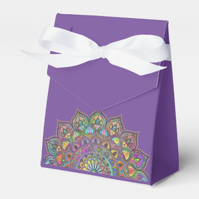 Classy Colorfully Mandala India Style 1 Favor Boxes (Front Side)