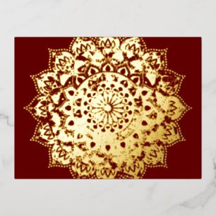 Classy Colorfully Mandala India Style 1 Foil Holiday Postcard