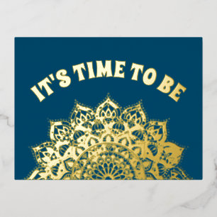 Classy Colorfully Mandala India Style 1 Foil Holiday Postcard