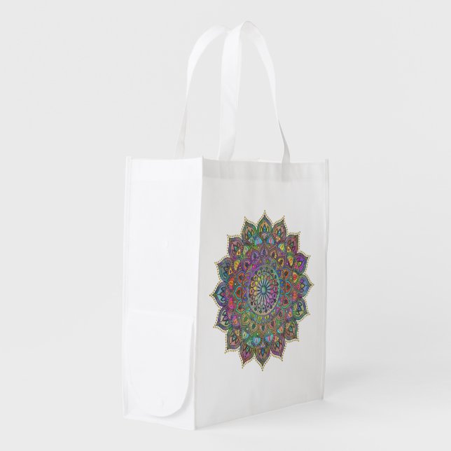 Classy Colorfully Mandala India Style 1 Grocery Bag (Front Side)