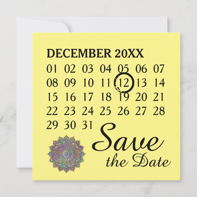Classy Colorfully Mandala India Style 1 Save The Date (Front)