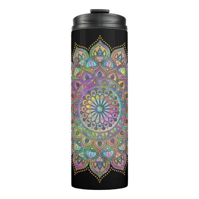 Classy Colorfully Mandala India Style 1 Thermal Tumbler (Front)