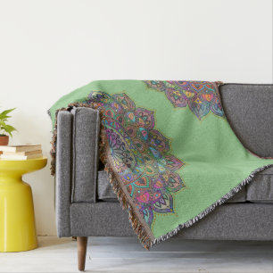 Classy Colorfully Mandala India Style 1 Throw Blanket