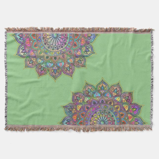 Classy Colorfully Mandala India Style 1 Throw Blanket (Front)
