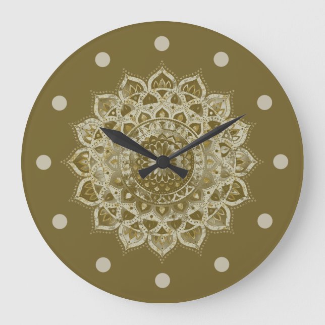Classy Colorfully Mandala India Style 4 Large Clock (Front)
