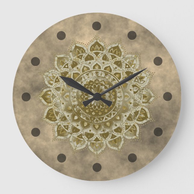 Classy Colorfully Mandala India Style 4 Large Clock (Front)