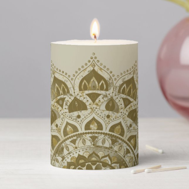 Classy Colorfully Mandala India Style 4 Pillar Candle (In Situ)