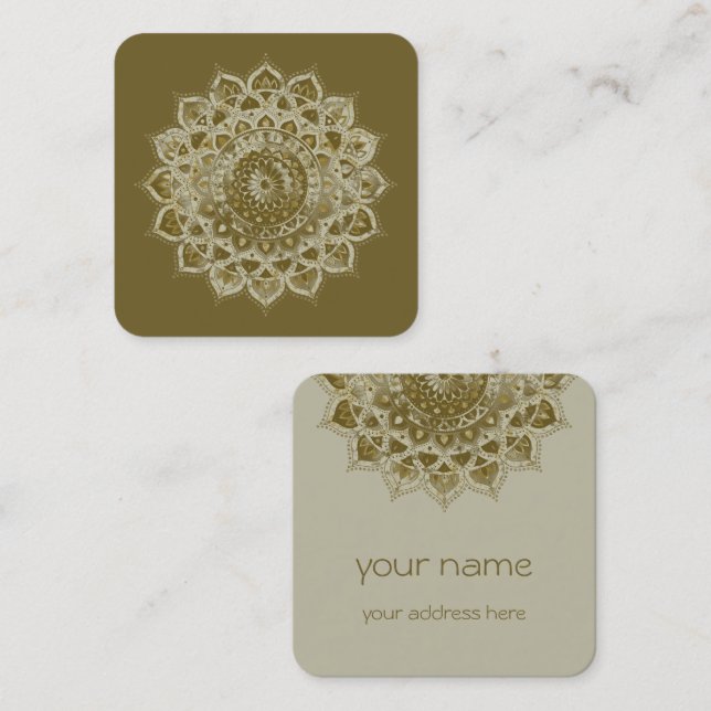 Classy Colorfully Mandala India Style 4 Square Business Card (Front/Back)