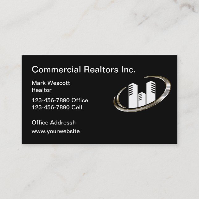 Classy Commercial Real Estate Business Cards (Front)