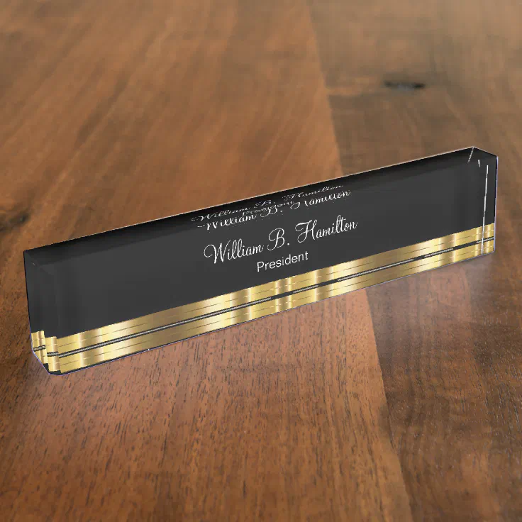 nameplate on desk